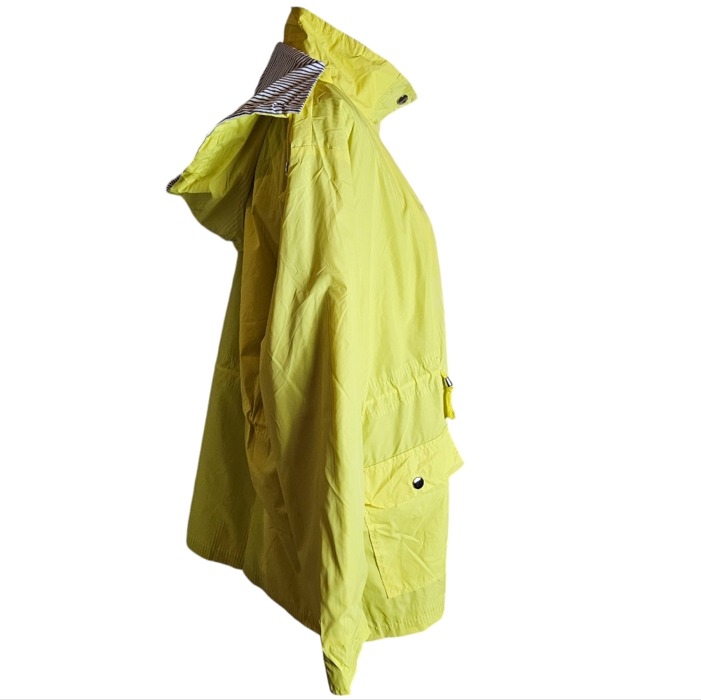 FISOUL Yellow Rain Coat Sz XXL Removable Hood Striped Lining Water-Resistant NWT - Picture 4 of 16